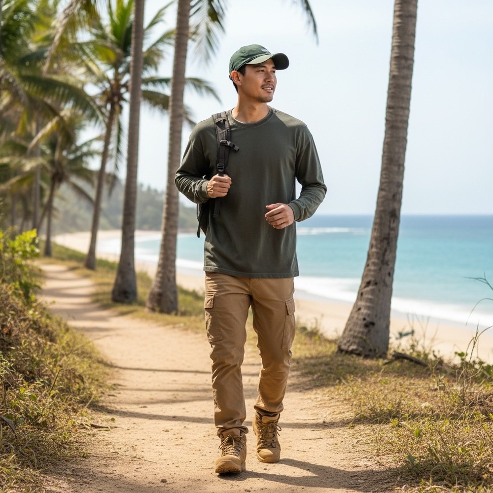Kuhl Wildfibre Mens XXL Long Sleeve Organic‎ Cotton Shirt Olive Green Hiking Tee